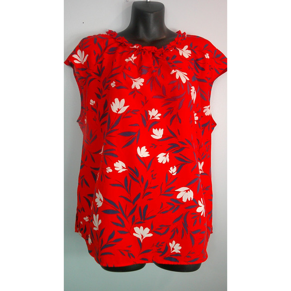 Daniel Rainn Women's XXL Floral Blouse Orange, Navy, White - Picture 1 of 8